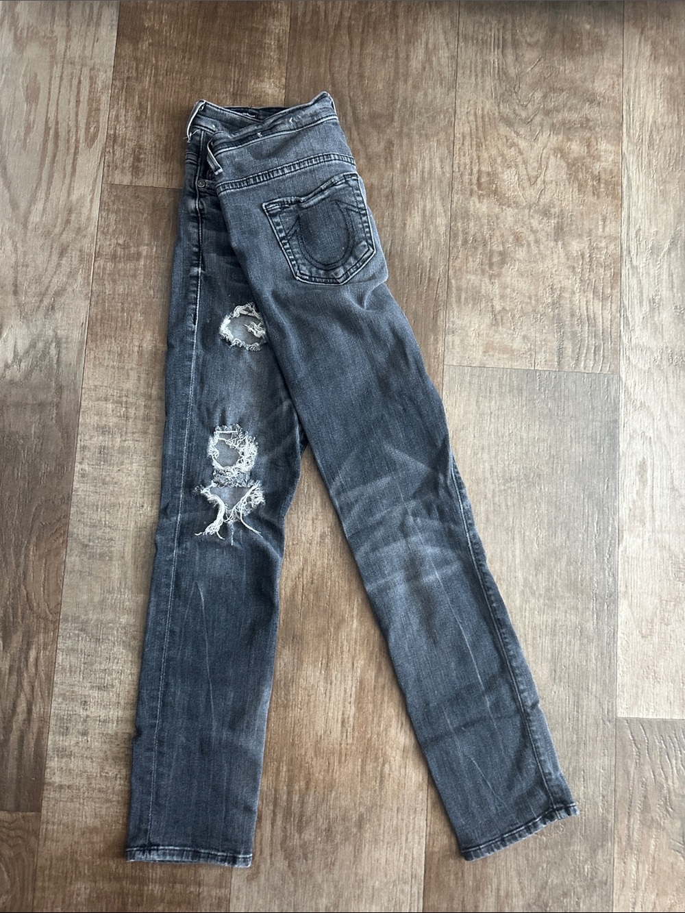 True Religion Women's Ripped Skinny Jeans - Washed Black